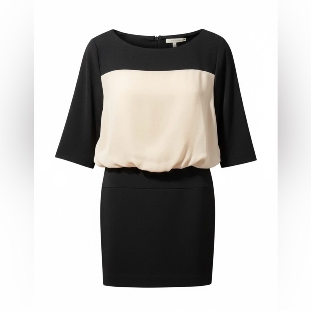 LOFT Navy & White Colorblock Blouson Dress – 00 Petite